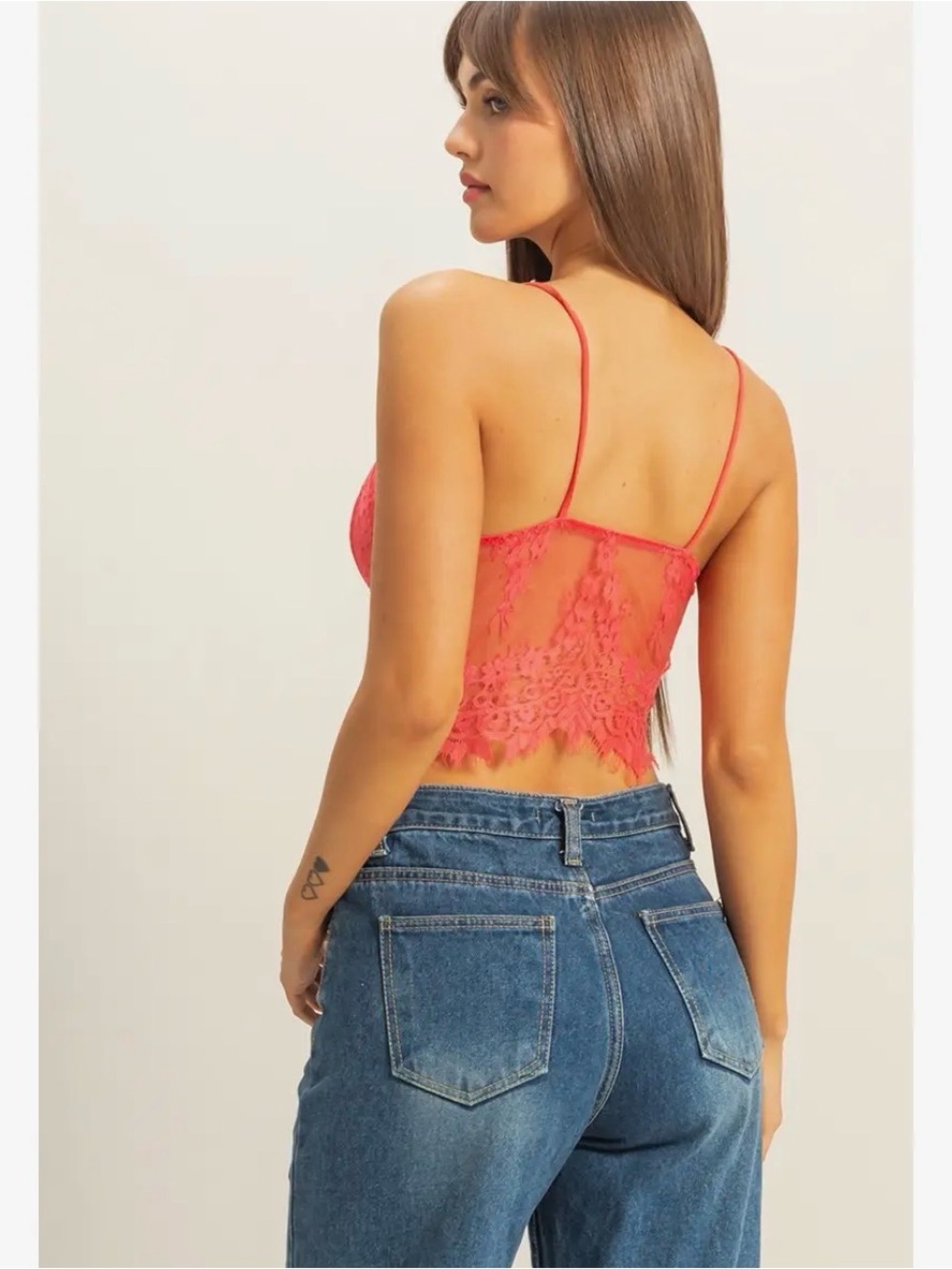 HYFVE Coral Lace Sheer Cropped Cami - Picture 3 of 6